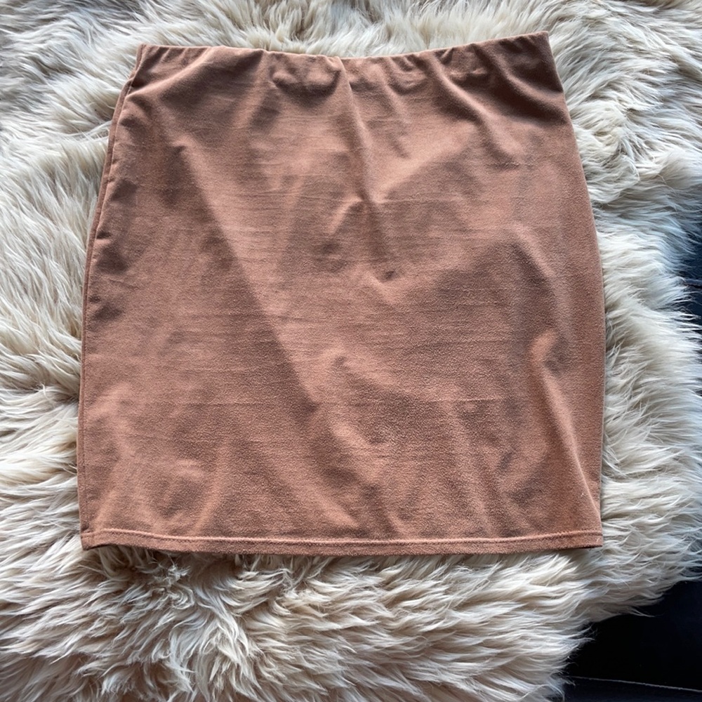 Tan Suede Mini Skirt w Stretch, size M (Agaci)